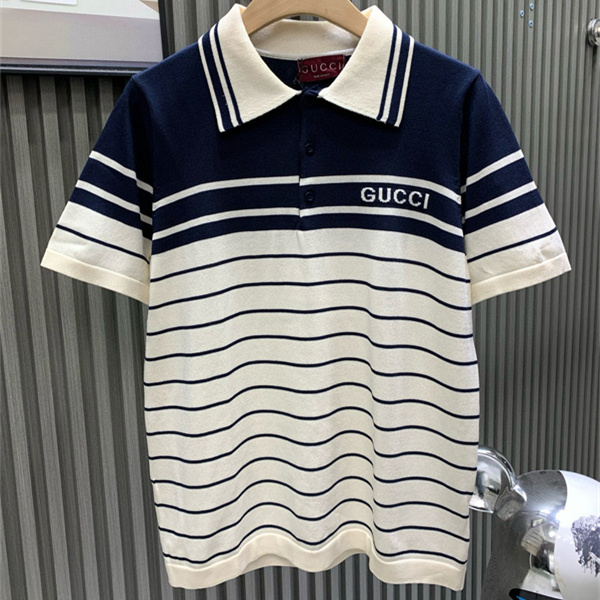 GUCCIコピーボーダー半袖ポロシャツ 爽やかに着こなせる上品カジュアルな一枚