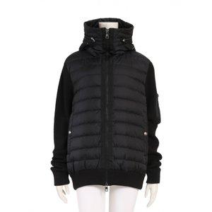 モンクレール MONCLER ブルゾン 黒 アウター ワンポイント 94028 ナイロン ダウン切替 フード付き レディース