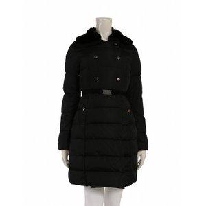 モンクレール MONCLER ダウンコート ロングコート 黒 ブラック アウター 無地 ナイロン100％ フェザー ラビットファー ALCHEMILLE レディース 通販