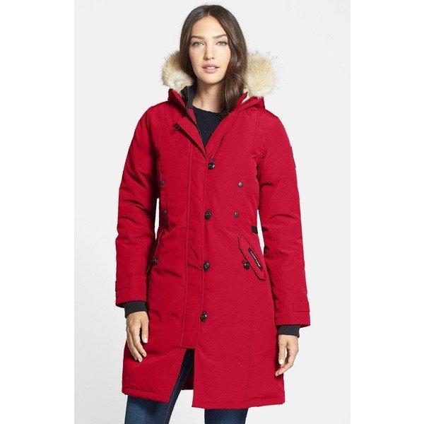 カナダグース ジャケット・ブルゾン アウター レディース Canada Goose Kensington Slim Fit Down Parka with Genuine Coyote Fur Trim Red :36-1bh63ipw7c-11f7:asty-shop2 - 通販ショッピング