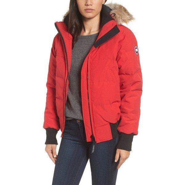 カナダグース ジャケット・ブルゾン アウター レディース Canada Goose 'Savona' Bomber Jacket with Genuine Coyote Fur Trim Red :36-r1ov1xoy97-11f7:asty-shop2 - 通販ショッピング