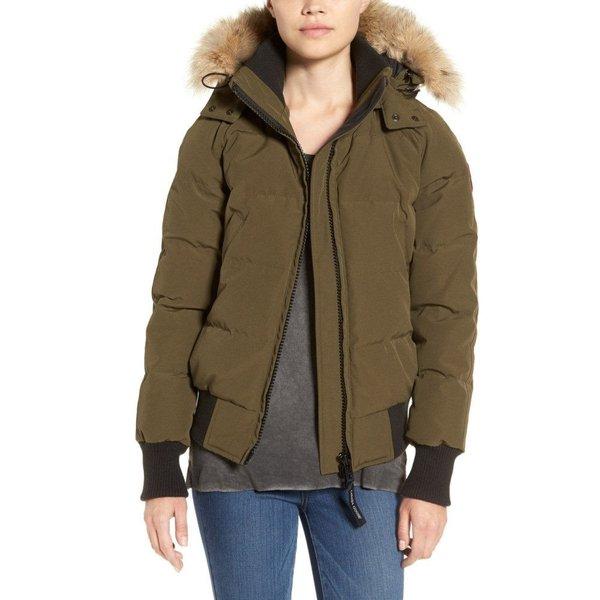 カナダグース レディース ブルゾン アウター 'Savona' Bomber Jacket with Genuine Coyote Fur Trim Military Green :dp3-5198602-114173:フェルマート エフ fermart ef - 通販ショッピング