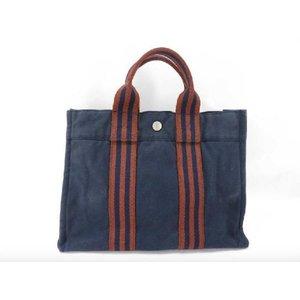 HERMES エルメス レッド トートバッグ キャンパス フ...