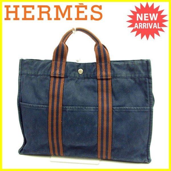 エルメス Hermes バッグ トートバッグ フールトゥ トートMM ネイビー ブラウン レディース Bag