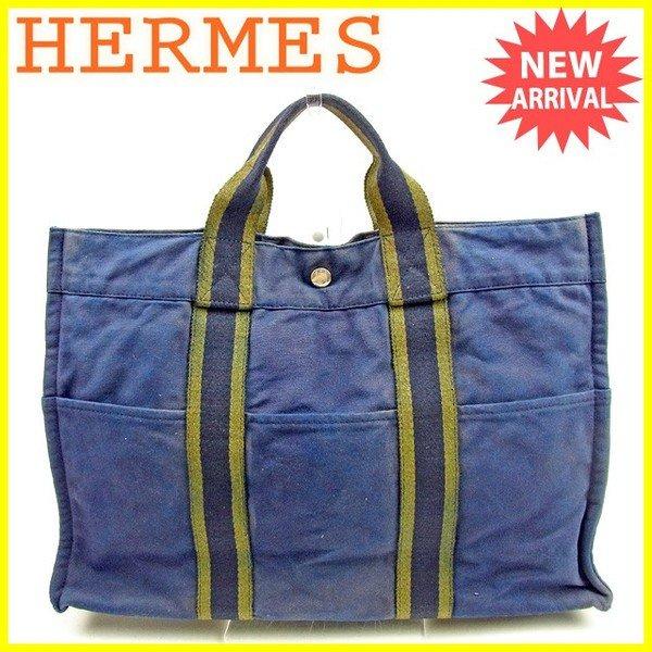 エルメス Hermes バッグ トートバッグ フールトゥ トートMM ネイビー グリーン レディース メンズ 中古 Bag :T398:BRAND DEPOT - 通販ショッピング