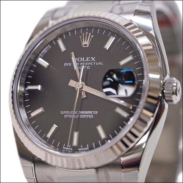 ロレックス ROLEX オイスターパーペチュアルデイト34mm 腕時計 115234 メンズ 自動巻き ブラックxシルバー ブレスレットベルト 生活防水 インデックスバー :d5000137:UPRISE Yahoo!ショップ - 通販ショッピング