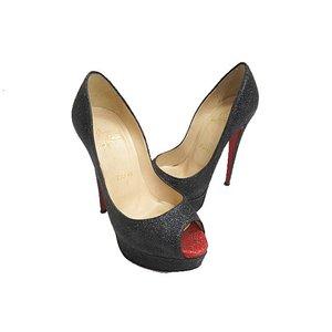 クリスチャンルブタン Christian louboutin グリッターラメ オープントゥ ハイヒール パンプス 355黒ブラック ブランド古着ベクトル 中古●☆AA★180720 0030 :034-901806180008:ブランド古着販売のベクトル - 通販ショッピング