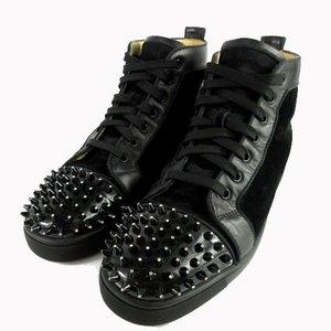 クリスチャンルブタン Christian louboutin スニーカー ハイカット スエード スタッズ ラインストーン 黒 シルバー メンズ 通販