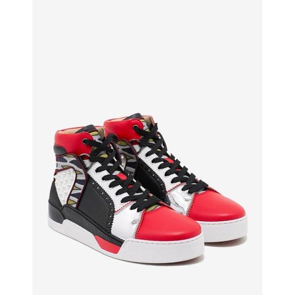 クリスチャン ルブタン Christian Louboutin メンズ スニーカー シューズ・靴 Loubikick Flat Multi-Layered High Top Trainers White/Black/Red :cb2-ffbdf8a4c3:フェルマート fermart シューズ - 通販ショッピング