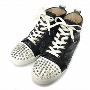 クリスチャンルブタン Christian louboutin Louis Degra Spikes Mens Flat スタッズ ハイカット スニーカー ラメ 黒 ブラック メンズ 通販