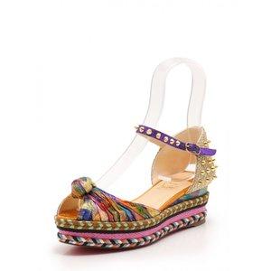クリスチャンルブタン Christian louboutin サンダル ゴールド マルチカラー 36 シューズ 23cm 1170972 キャンバス 麻 ストラップ オープントゥ ラメ :114-201808281934:ブランド古着販売のベクトル - 通販ショッピング