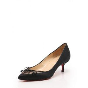 クリスチャンルブタン Christian louboutin ポインテッドトゥパンプス ヒール 黒 37 シューズ 24cm サテン エナメルレザー リボン レディース :114-201808291015:ブランド古着販売のベクトル - 通販ショッピング