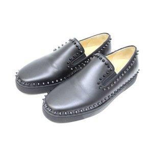 箱付 美品 クリスチャンルブタン Christian louboutin レザー スリッポン スパイク スタッズ PIK BOAT FLAT CALF/GG 3130444 靴 シューズ 43 28cm 黒 ブラック :059-201804141278:ブランド古着販売のベクトル - 通販ショッピング
