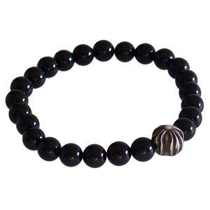 CHROME HEARTS 8MM BLACK TOURMALINE & 1 SILVER BEADS BRACELET クロムハーツ ブラック　ビーズブレスレット　８MM 　クロスボール :bgww1:SKYTREK - 通販ショッピング