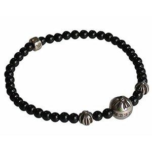 CHROME HEARTS 4MM BLACK TOURMALINE & 4 SILVER BEADS BRACELET クロムハーツ ブラックトルマリン　ビーズブレスレット　CHプラスボール　シルバー :jh102:SKYTREK - 通販ショッピング