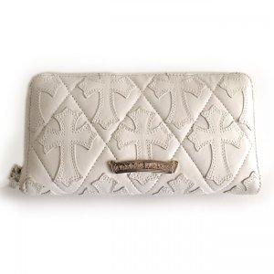 CHROME HEARTS (クロムハーツ) REC-F ZIP cemetery cross wallet white leather / セメタリークロスパッチ ウォレット ホワイトレザー 長財布 通販ショッピング