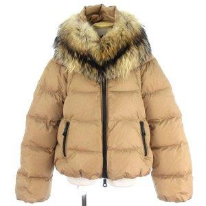 モンクレール MONCLER 美品 ソバージュ SAUVAGE ダウンジャケット スタンドカラー ジップアップ ナイロン ファー ベージュ 通販