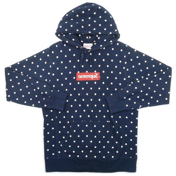 シュプリーム SUPREME ×DOVER STREET MARKET Ginza COMME des GARCONS 20SSドット柄ミラーBOXロゴパーカー 紺 品-良い