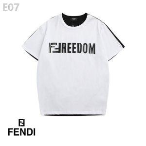 追跡付【FENDI】バイカラー コットン ロゴ Tシャツ*日...