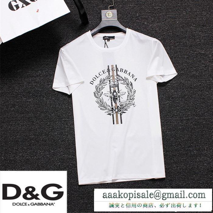 ドルチェ&ガッバーナ コピーDolce&Gabba限定セール高品質カジュアル感満点メンズTシャツライトピンク黒白