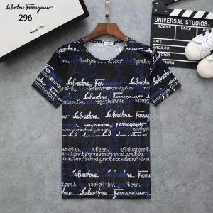 FERRAGAMO超激得大人メンズ高品質ｔシャツ英字プリント夏物美しいライン黒白赤色フェラガモ 激安