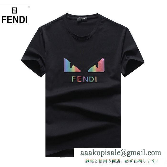 新作入荷本物保証コットンプリントｔシャツ流行りシンプル優しい黒白赤色グレーFENDIフェンディ スーパー コピー