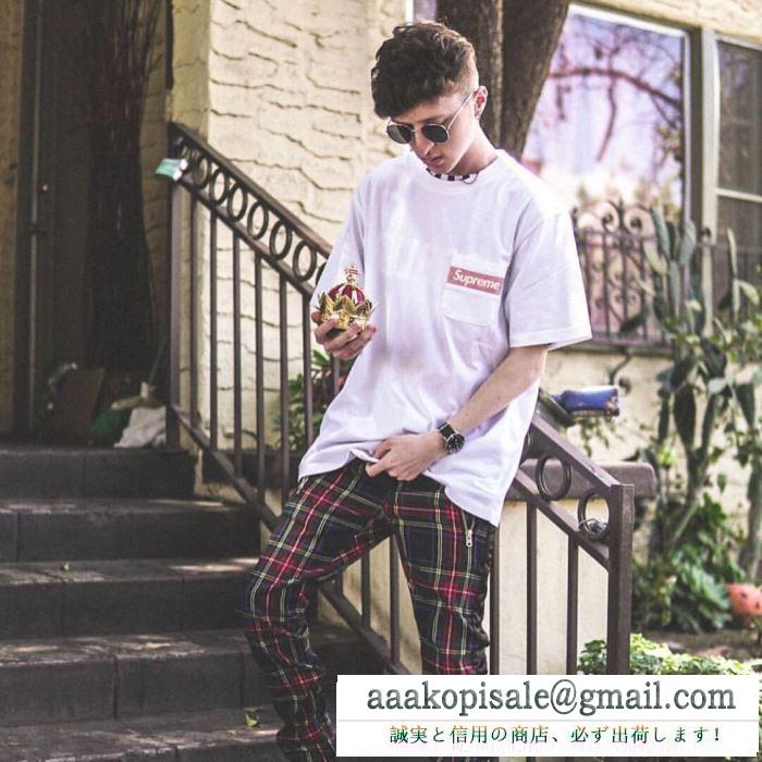Supreme 19ss mesh stripe pocket tee box logo 爆発的な人気 tシャツ/半袖 2色可選着やすい色味