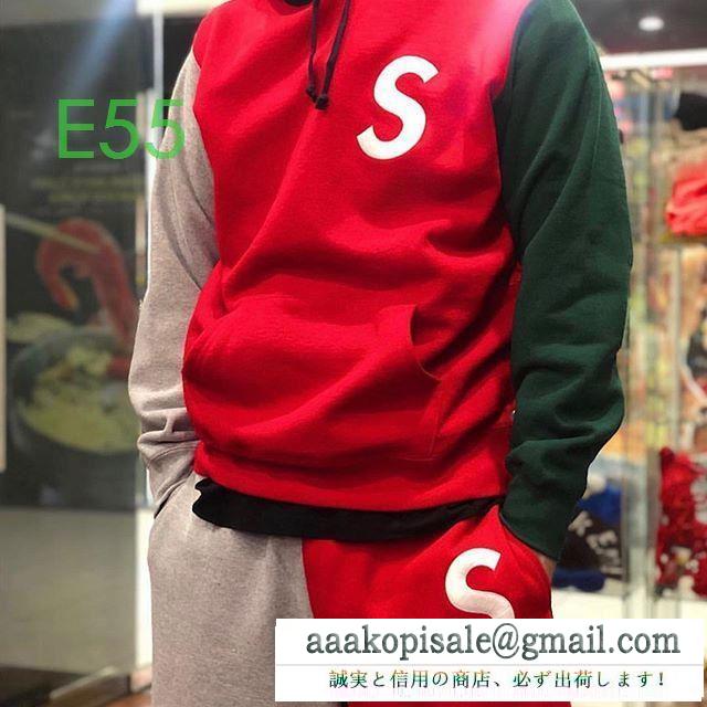Supreme 19aw s logo colorblocked hooded sweatshirt 3色可選 ナチュラルコーデに使いやすい