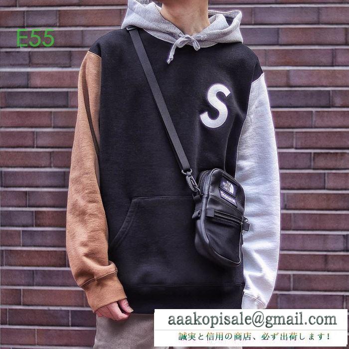 Supreme 19aw s logo colorblocked hooded sweatshirt 3色可選 ナチュラルコーデに使いやすい