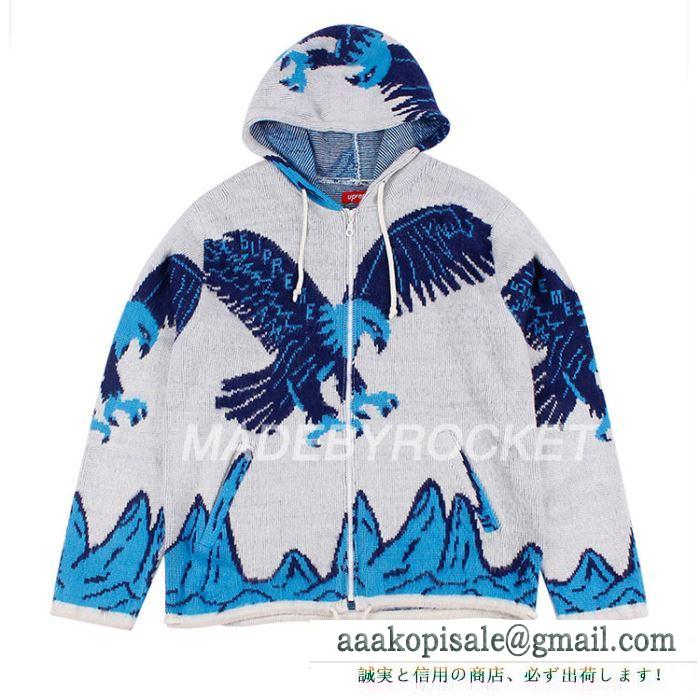 秋から大活躍 パーカー 活躍するトレンドアイテム 2019トレンドアイテム激安 supreme eagle hooded zip up sweater