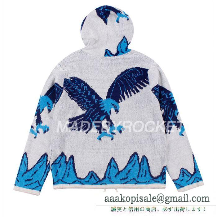 秋から大活躍 パーカー 活躍するトレンドアイテム 2019トレンドアイテム激安 supreme eagle hooded zip up sweater