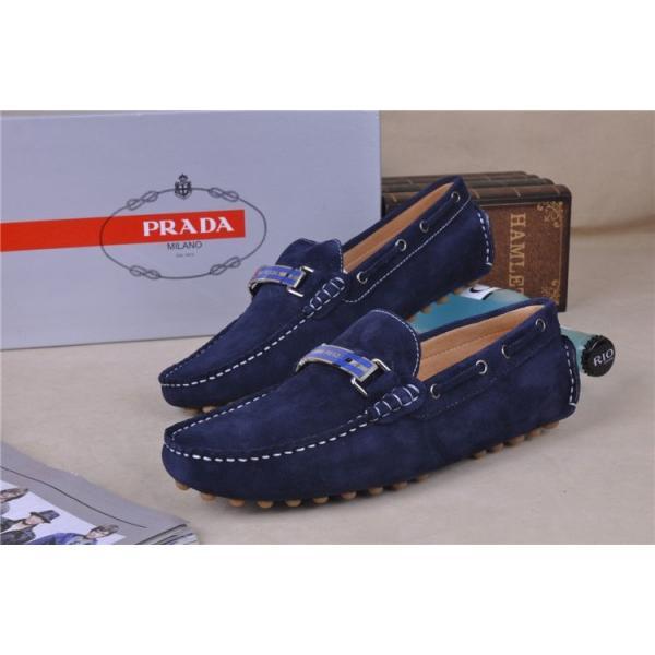 人気商品 2013-14秋冬新作 PRADA プラダ デッキシューズ スエード 靴 ネイビー_スニーカー、靴_メンズファッション_スーパーコピーブランド激安通販 専門店  