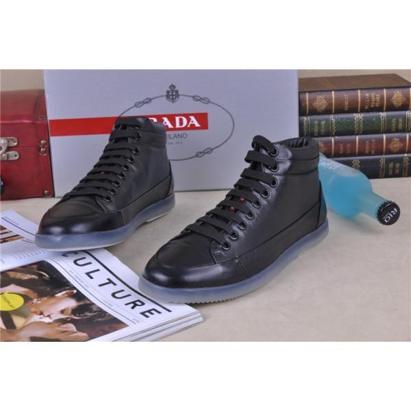 特選新作 2013-14秋冬 PRADA プラダ ショートブーツ 靴 ブラック_スニーカー、靴_メンズファッション_スーパーコピーブランド激安通販 専門店  