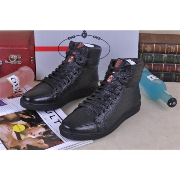超人気美品 2013-14秋冬 PRADA プラダ ショートブーツ 靴 BLACK_スニーカー、靴_メンズファッション_スーパーコピーブランド激安通販 専門店  