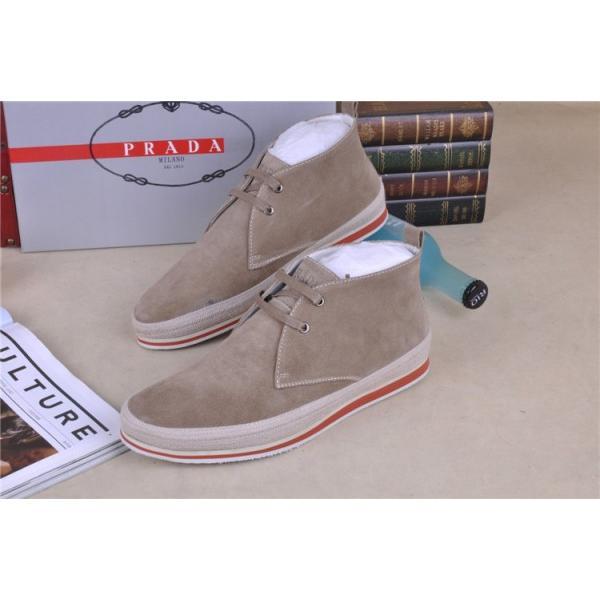 SALE開催 2013-14秋冬 PRADA プラダ ショートブーツ スエード 靴 キャメル_スニーカー、靴_メンズファッション_スーパーコピーブランド激安通販 専門店  