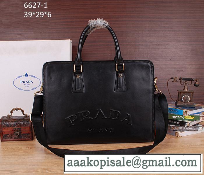 PRADA プラダ 2014 sale開催 メンズ用ショルダーベルト付 ハンドバッグ 6627-1