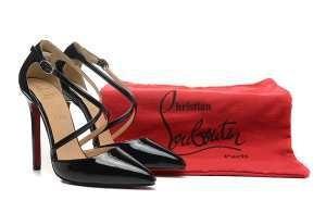 美しい ルブタン クロスピーガ ストラップ パテント ブラックレザー Crosspiga 120mm_クリスチャンルブタン CHRISTIAN LOUBOUTIN_ブランド コピー 激安(日本最大級)