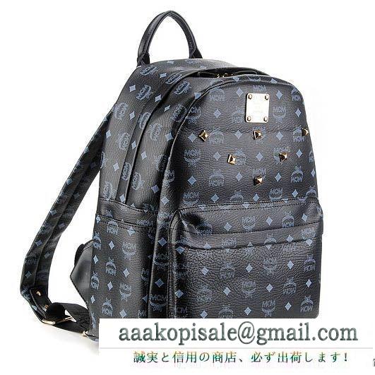 高品質 mcm レプリカバックパックエムシーエムリュックコピー旅行通学バッグレザースタッズ