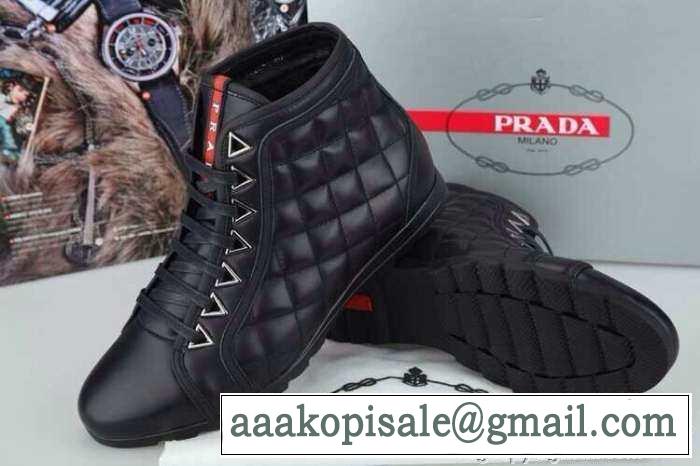 爆買！欧米韓流派 2015 PRADA プラダ ハイカットスニーカー 2色可選