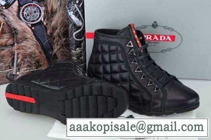 爆買！欧米韓流派 2015 PRADA プラダ ハイカットスニーカー 2色可選