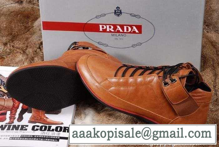 便利なマジックテープ  2015 PRADA プラダ ハイカットスニーカー 2色可選