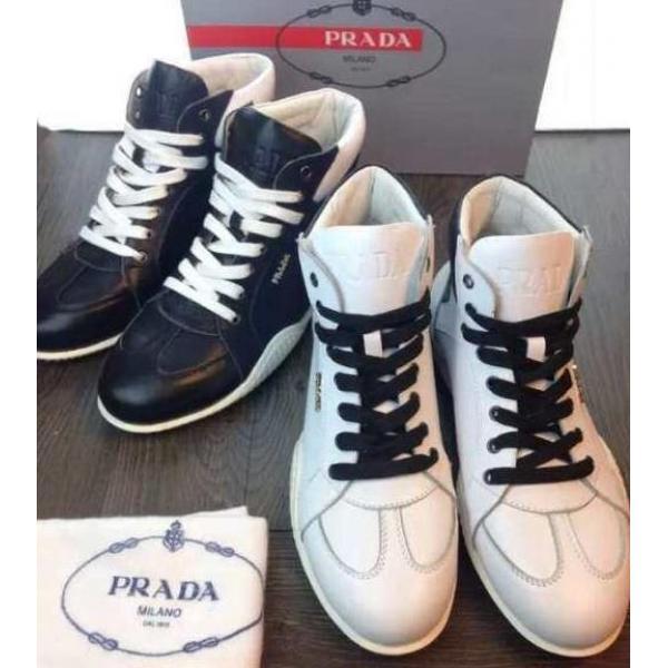 完璧な白黒の結合！2015 PRADA プラダ ハイカットス...