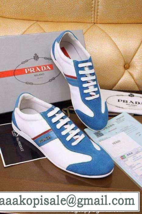 軽量化 2015 PRADA プラダ スニーカー 疲れにくい 2色可選