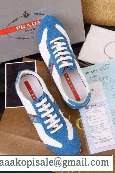 軽量化 2015 PRADA プラダ スニーカー 疲れにくい 2色可選