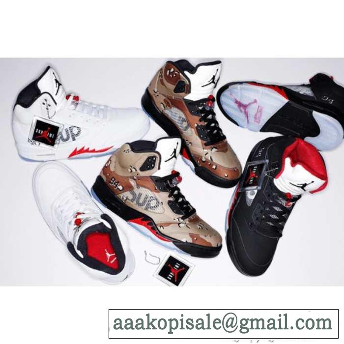 大人気　2015秋冬 supreme x air jordan 5 快適　ランニングシューズ 3色可選