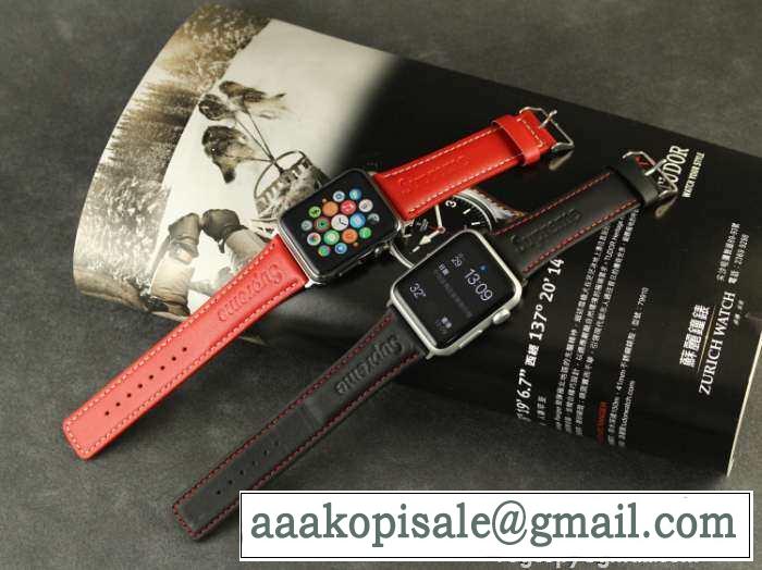 高い耐久性を誇る 2015秋冬 SUPREME シュプリーム apple watch レザー 2色可選 洗練された質感　男女兼用