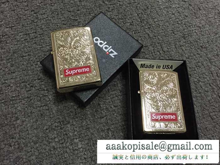 人気ブランド 2016 Supreme Zippo Engraved Brass box ライター　オイルライター（オイルとフリント不込）