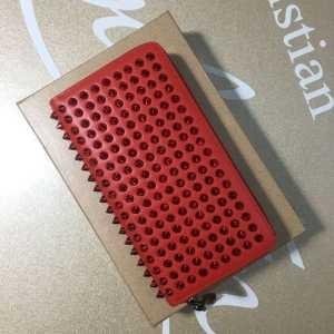 上品Christian Louboutin財布クリスチャンルブタンスパイクスラウンドファスナーウォレットレッド