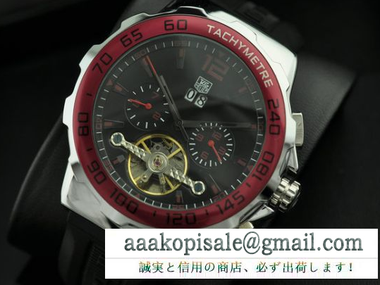 高級感溢れる 自動巻き 5針クロノグラフ タグホイヤー メンズ腕時計 日付表示 ラバー 50.30mm