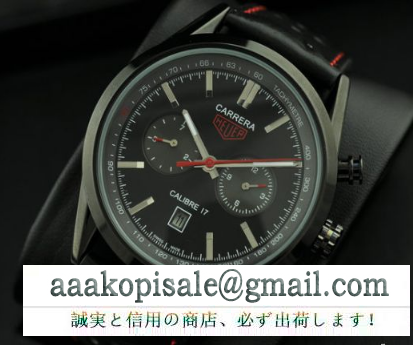シンプル tag heuer-タグホイヤー 自動巻き メンズ腕時計 日付表示 月付表示 42.80mm レザー black